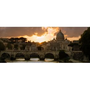 SUNSET VIEW OF BASILICA ST PETER AND BRIDGE SANT ANGELO