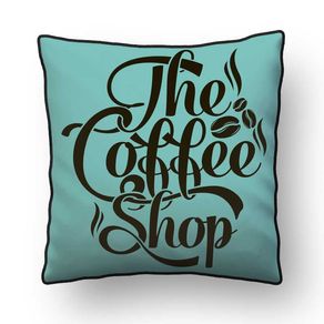 ALMOFADA - THE COFFEE SHOP SQUARE BLUE - 42 X 42 CM