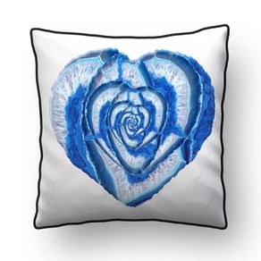 ALMOFADA - BLUE AGATE GEODE CRYSTAL HEART - 42 X 42 CM