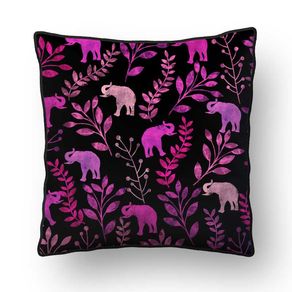 ALMOFADA - PINK FLORAL AND ELEPHANT - 42 X 42 CM