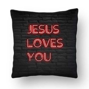 ALMOFADA - JESUS LOVES YOU - 42 X 42 CM