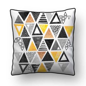 ALMOFADA - TRIANGLE ABSTRACT - BLACK AND YELLOW - 42 X 42 CM