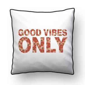 ALMOFADA - GOOD VIBES ONLY WHITE PATTERN - 42 X 42 CM