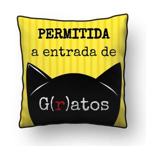ALMOFADA - PERMITIDA A ENTRADA DE G(R)ATOS - QUADRADO AMARELO LISTRADO - 42 X 42 CM