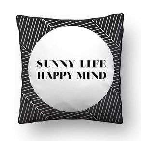 ALMOFADA - SUNNY LIFE, HAPPY MIND - 42 X 42 CM