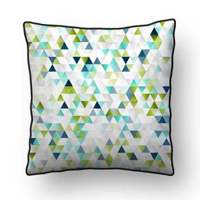 ALMOFADA - ABSTRACT TRIANGLE GREEN AND GOLD - 42 X 42 CM