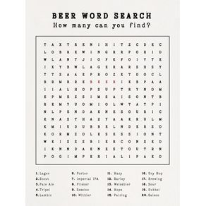 BEER WORD SEARCH