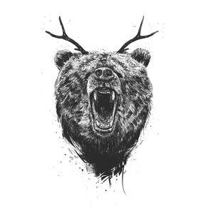 ANGRY BEAR WITH ANTLERS