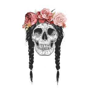 SKULL WITH FLORAL CROWN