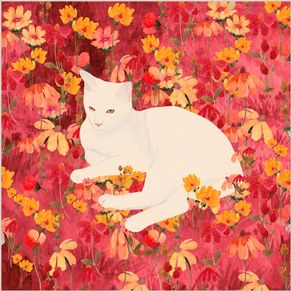 CAT IN A FIELD OF FLOWERS 10