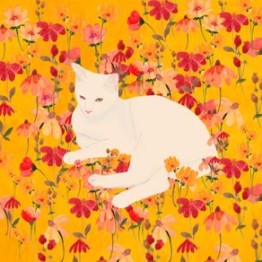 CAT IN A FIELD OF FLOWERS 19