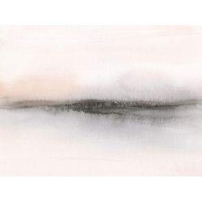 ABSTRACT WATERCOLOR LANDSCAPE IN GRAY AND CORAL