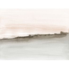 ABSTRACT WATERCOLOR LANDSCAPE IN CORAL AND SEPIA