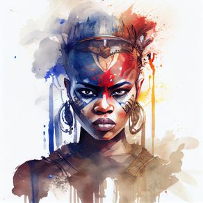 WATERCOLOR AFRICAN WARRIOR WOMAN 01 BY AI