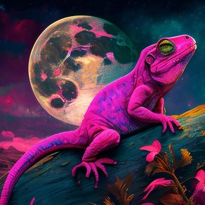 PINK LIZARD ON THE MOON 1 BY AI