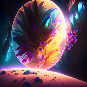 COLORFUL PLANET WITH FLOWERS ART GENERATED AI