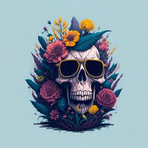 SKULL AND FLOWERS I BY AI