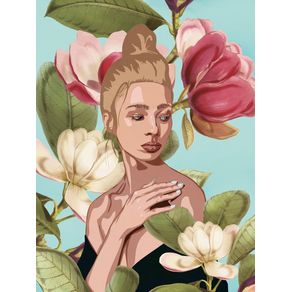 WOMAN WITH MAGNOLIA FLOWERS 1