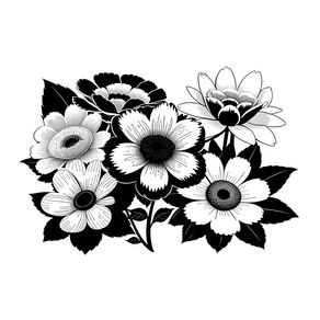 BLACK AND WHITE FLORAL BY AI