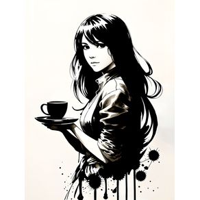 PRETTY GIRL WITH HER COFFEE BY AI