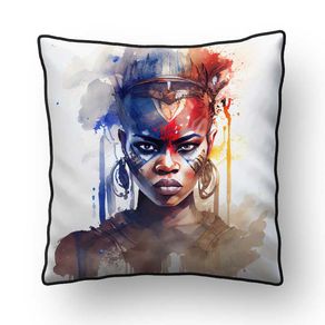 ALMOFADA - WATERCOLOR AFRICAN WARRIOR WOMAN 01 BY AI - 42 X 42 CM