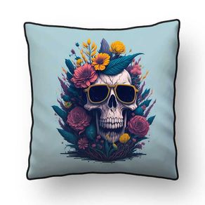 ALMOFADA - SKULL AND FLOWERS I BY AI - 42 X 42 CM