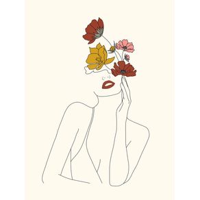 COLORFUL THOUGHTS MINIMAL LINE ART WOMAN WITH FLOWERS