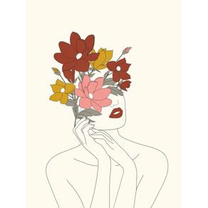 COLORFUL THOUGHTS MINIMAL LINE ART WOMAN WITH MAGNOLIA