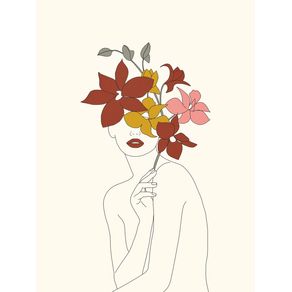 COLORFUL THOUGHTS MINIMAL LINE ART WOMAN WITH ORCHIDS