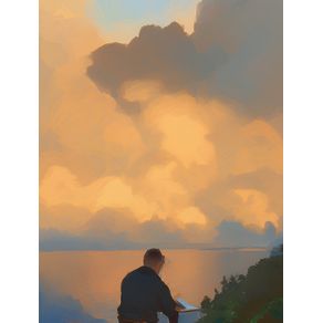 SILHOUETTE OF A MAN SITTING ON A ROCK - GENERATED AI