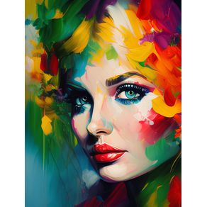 PORTRAIT OF A WOMAN WITH COLORFUL MAKEUP - BY AI