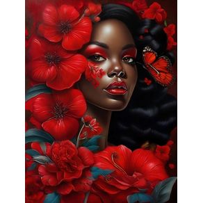 AFRO RED FLOWERS BY AI