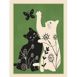 ABSTRACT FLORAL CATS 1