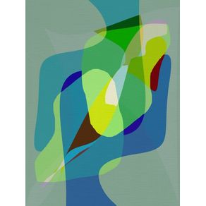 COLOR FIELD - BIRD IN NATURE BLUE AND GREEN ORGANIC ABSTRACT