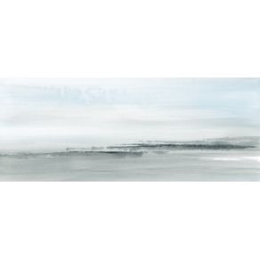 ABSTRACT COASTAL WATERCOLOR IN SOFT BLUE - PANORAMIC