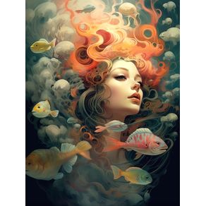 SURREAL WOMAN IN A DREAMLIKE UNDERWATER WORLD - 3 - BY AI