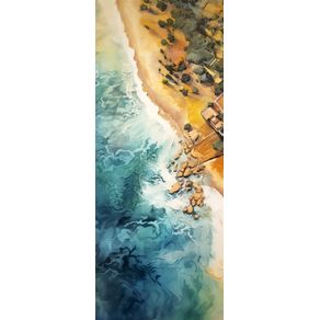 WATERCOLOR PAINTING OF THE OCEAN AND A GOLDEN BEACH 12 - BY AI
