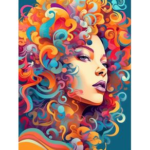 PSYCHEDELIC CURLY HAIR - 3 - BY AI