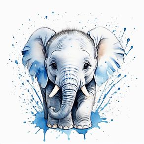 LITTLE ELEPHANT BLUE DOTS BY IA - COLEÇÃO INFANTIL BABY ANIMALS