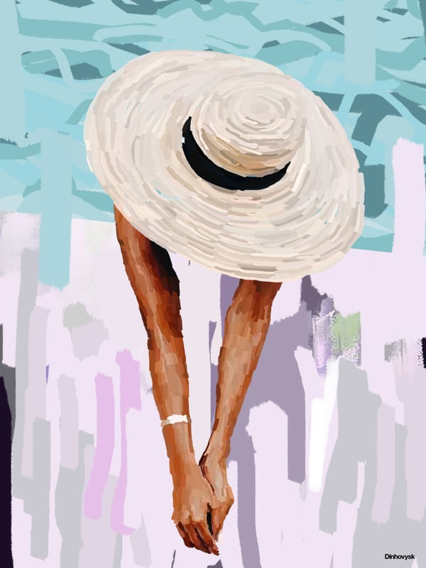 Mulher De Chapeu Na Piscina Urbanarts