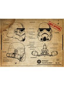quadro-stormtrooper-helmet-project-old-paper--star-wars