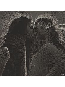 quadro-the-kiss-black-and-lines