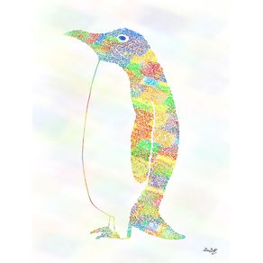 quadro-pinguim-tribal-color