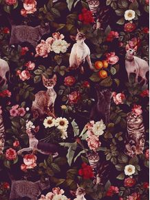 quadro-floral-and-cats-pattern