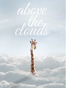 quadro-girafa-nuvens-clean-ceu-azul