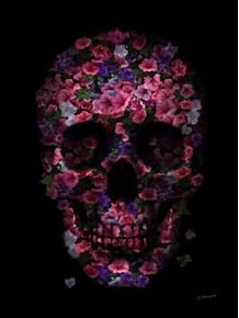quadro-skull-flower-purple