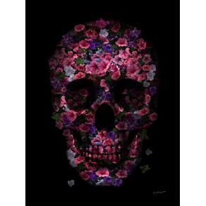 quadro-skull-flower-purple