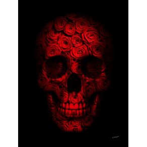 quadro-skull-roses-and-black