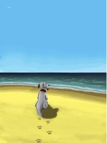 quadro-cachorro-na-praia