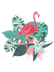 quadro-flamingo-plants